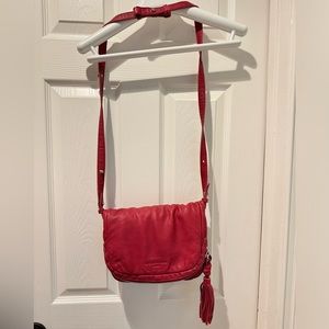 Liebeskind Berlin crossbody red leather bag with adjustable strap zipper tassel